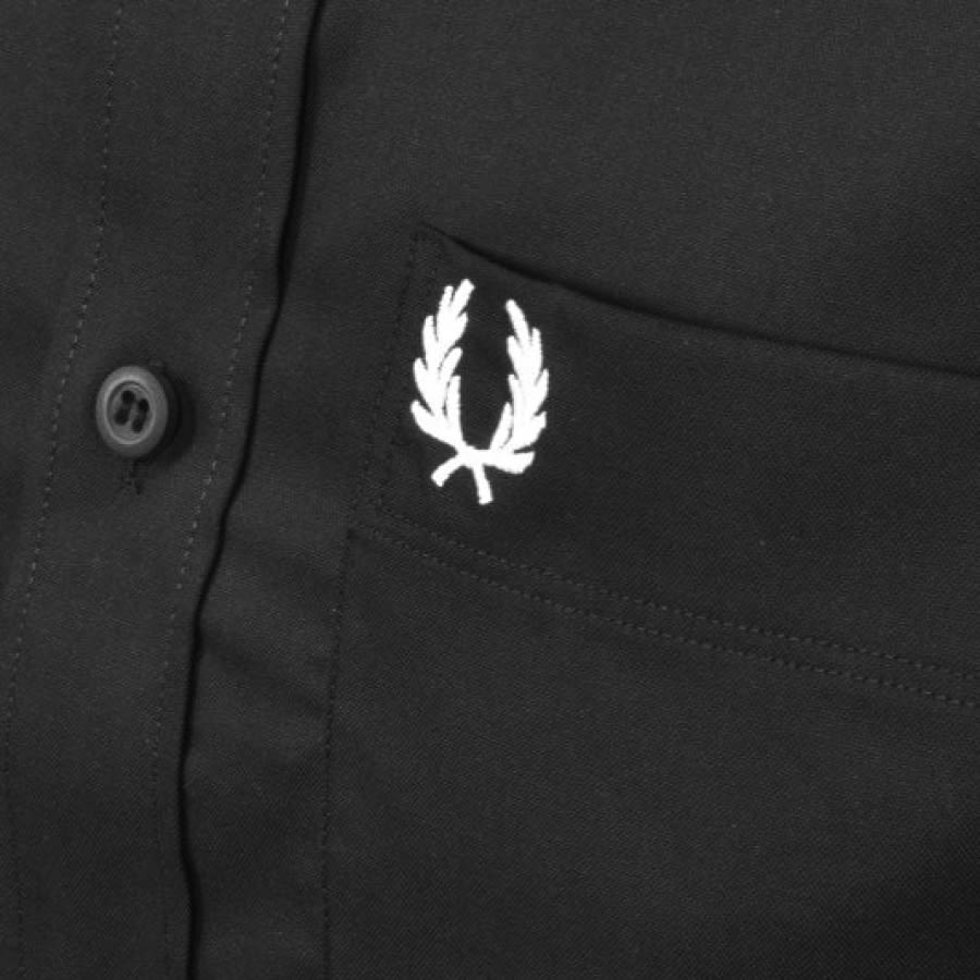 Alternative Image for ProductFred Perry Long Sleeved Grandad Collar Shirt Black3